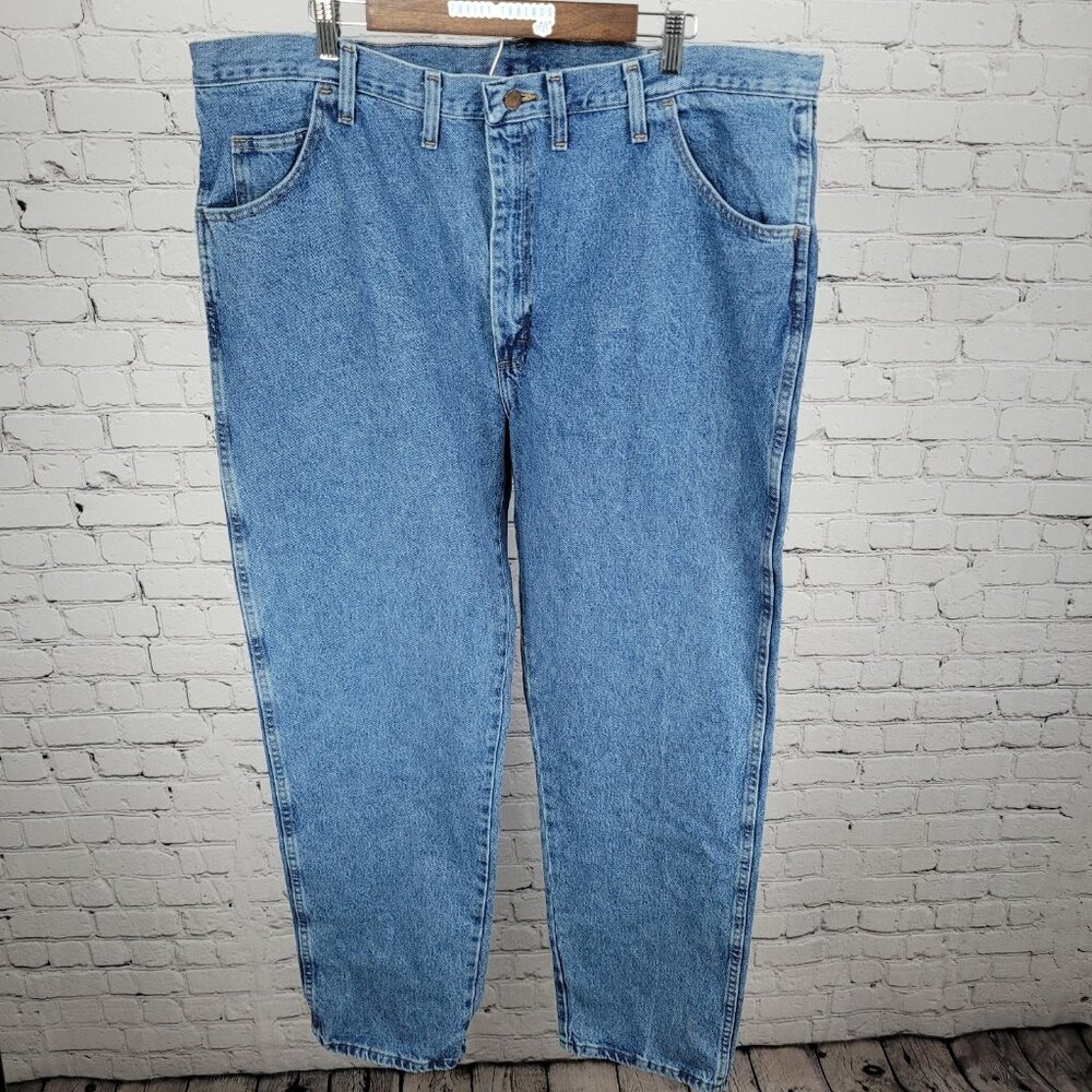 NWT Rustler By Wrangler Blue Heavyweight Denim Straight Leg Jeans Size (44x32)